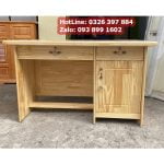 Bàn học, bàn vi tính gỗ thông tự nhiên có hộc