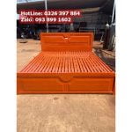 Giường sắt 1m4 x 2m kiểu gỗ 6