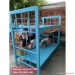 Giường tầng sắt hộp 4x8 (đặc biệt) màu xanh dương hàng đặt