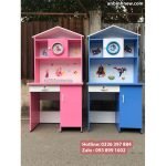 Bàn học màu hồng cho bé gái, có kệ sách bằng nhựa Đài Loan, ngang 80cm 7