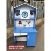 Bàn học xanh dương cho bé trai ngang 1m, có kệ sách